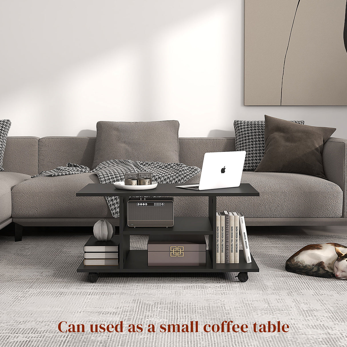 Wooden TV Stand 80cm Wide With Bookshelf - Velmora
