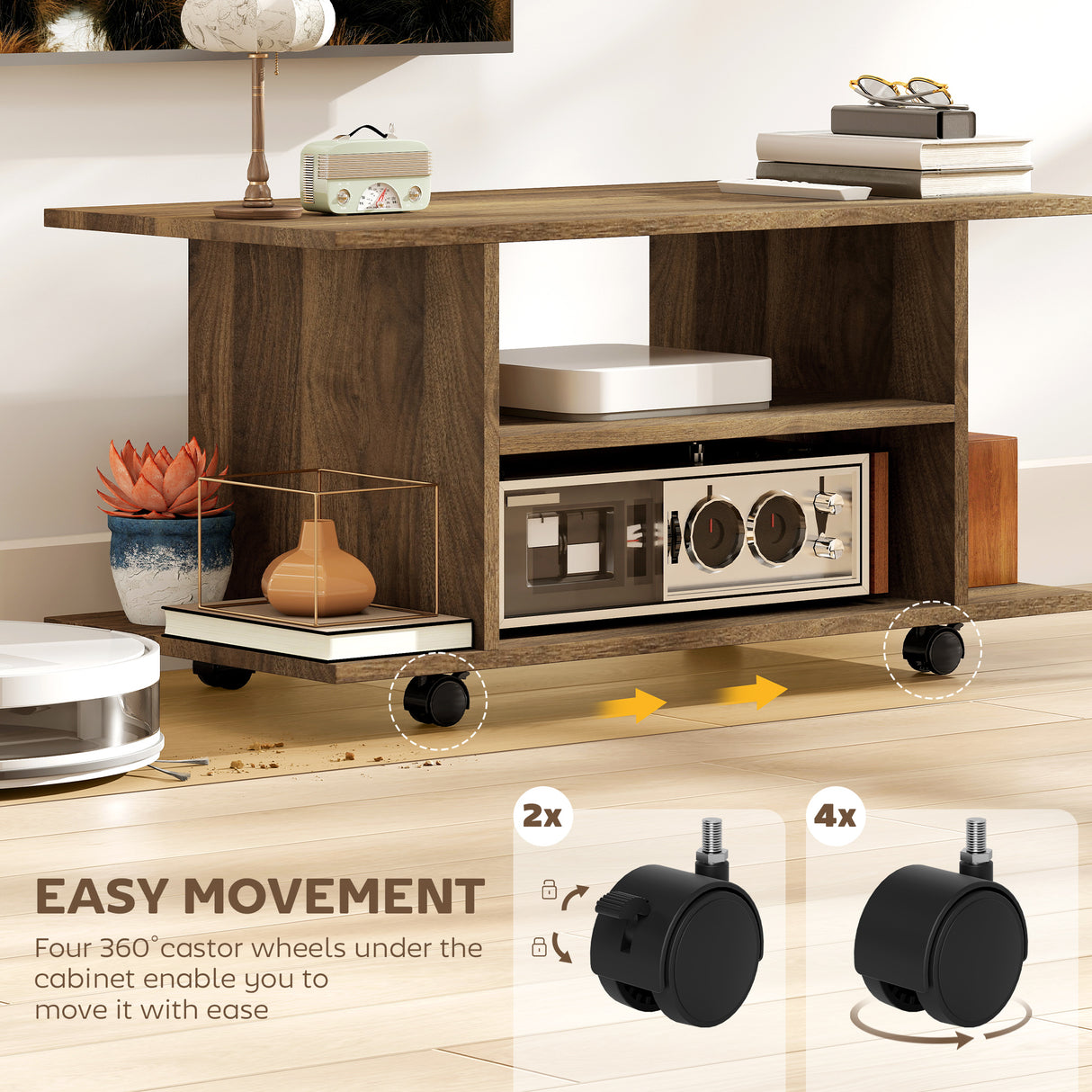 Wooden TV Stand 80cm Wide With Bookshelf - Velmora