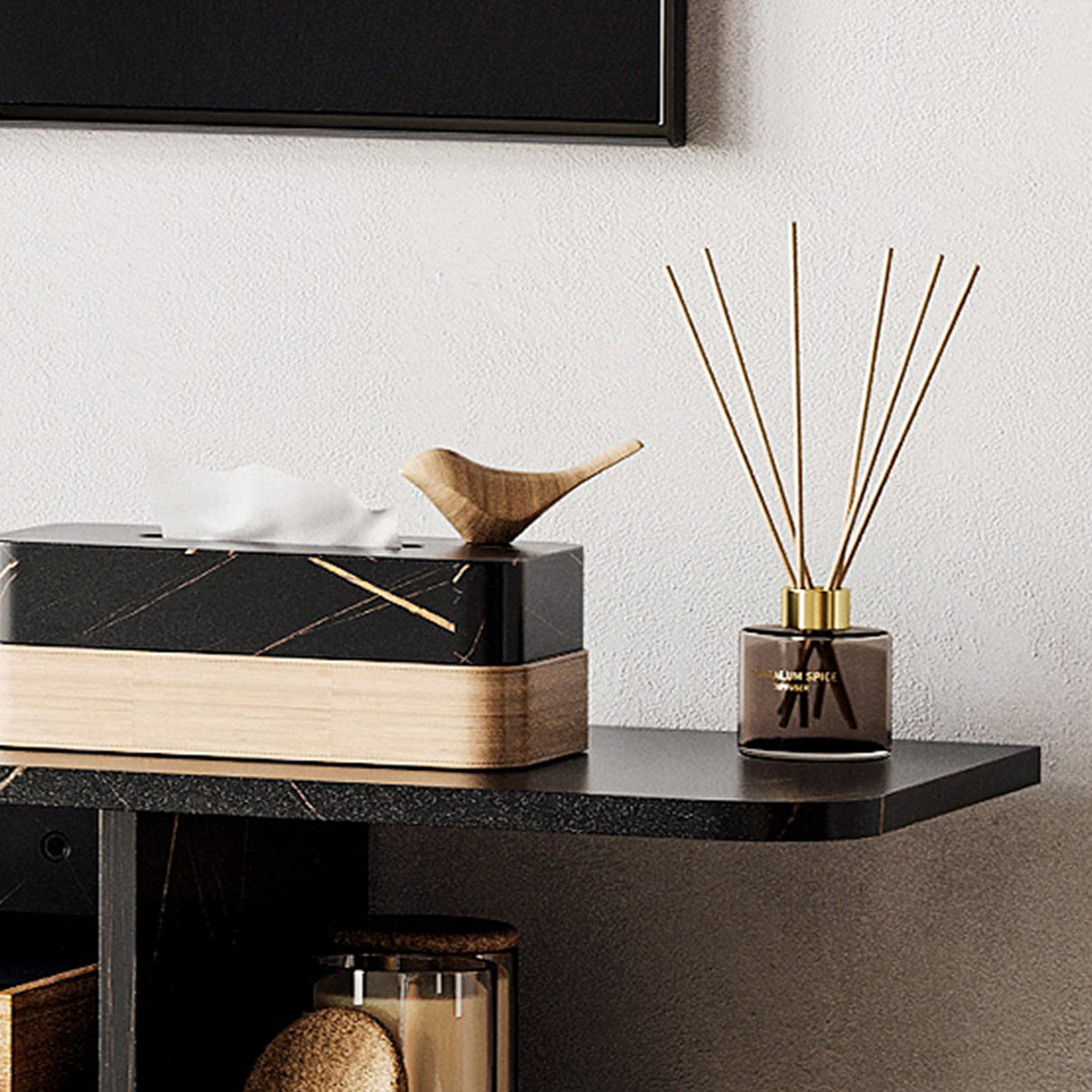 Particleboard Wall Mounted Floating TV Stand 105cm Wide - Velmora