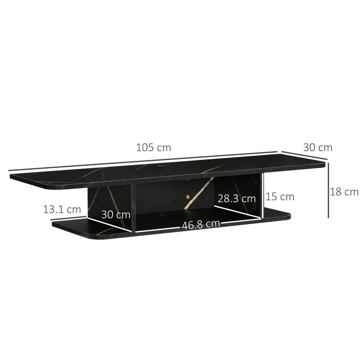 Particleboard Wall Mounted Floating TV Stand 105cm Wide - Velmora