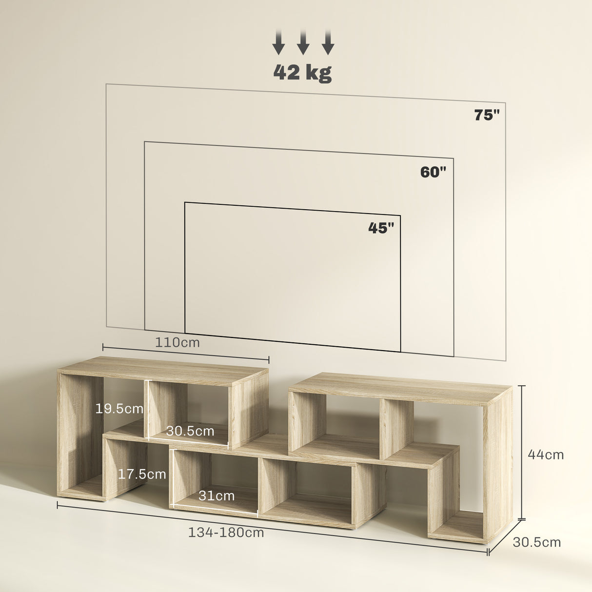 Particle Board Wall Mounted TV Stand 180cm Wide - Velmora