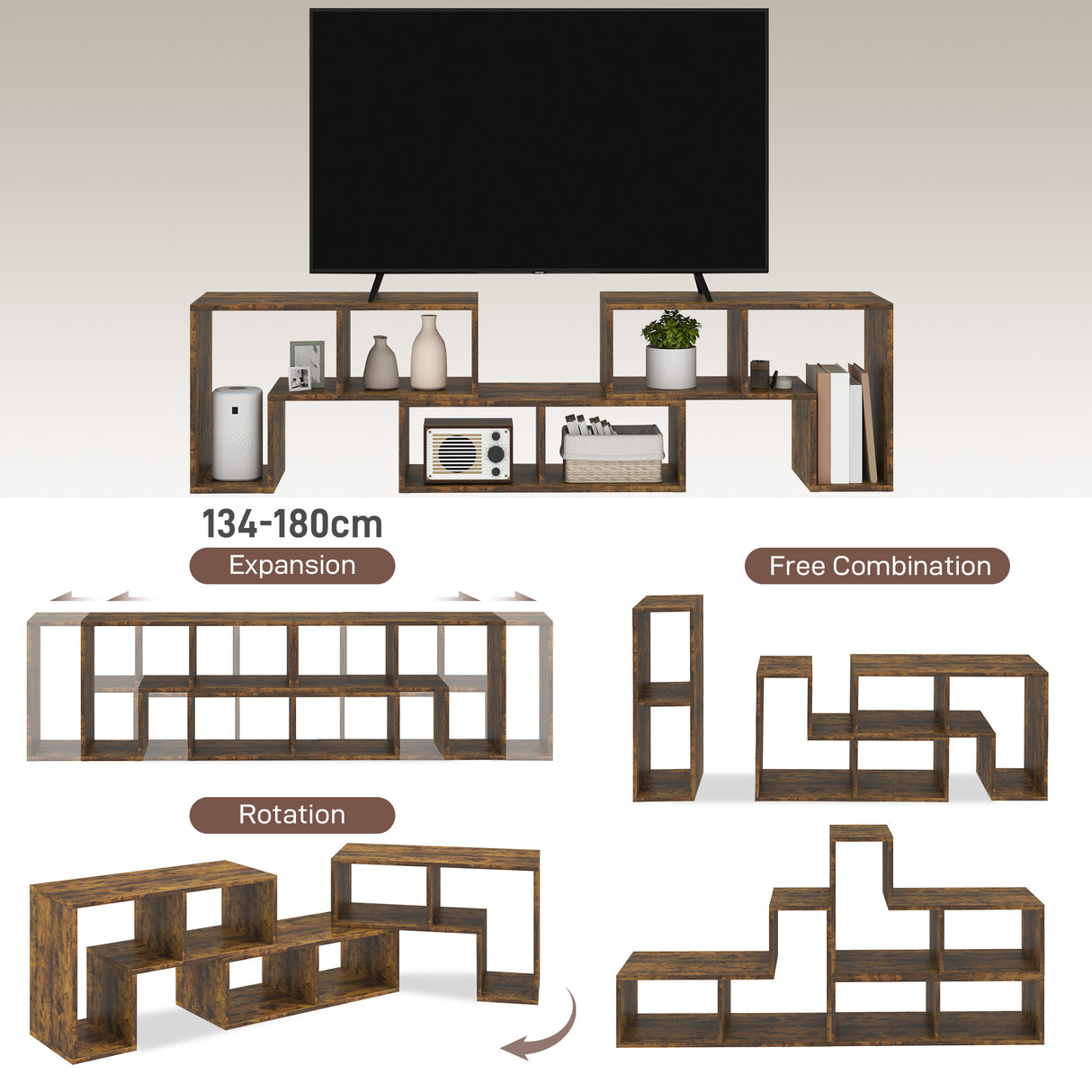 Particle Board Wall Mounted TV Stand 180cm Wide - Velmora