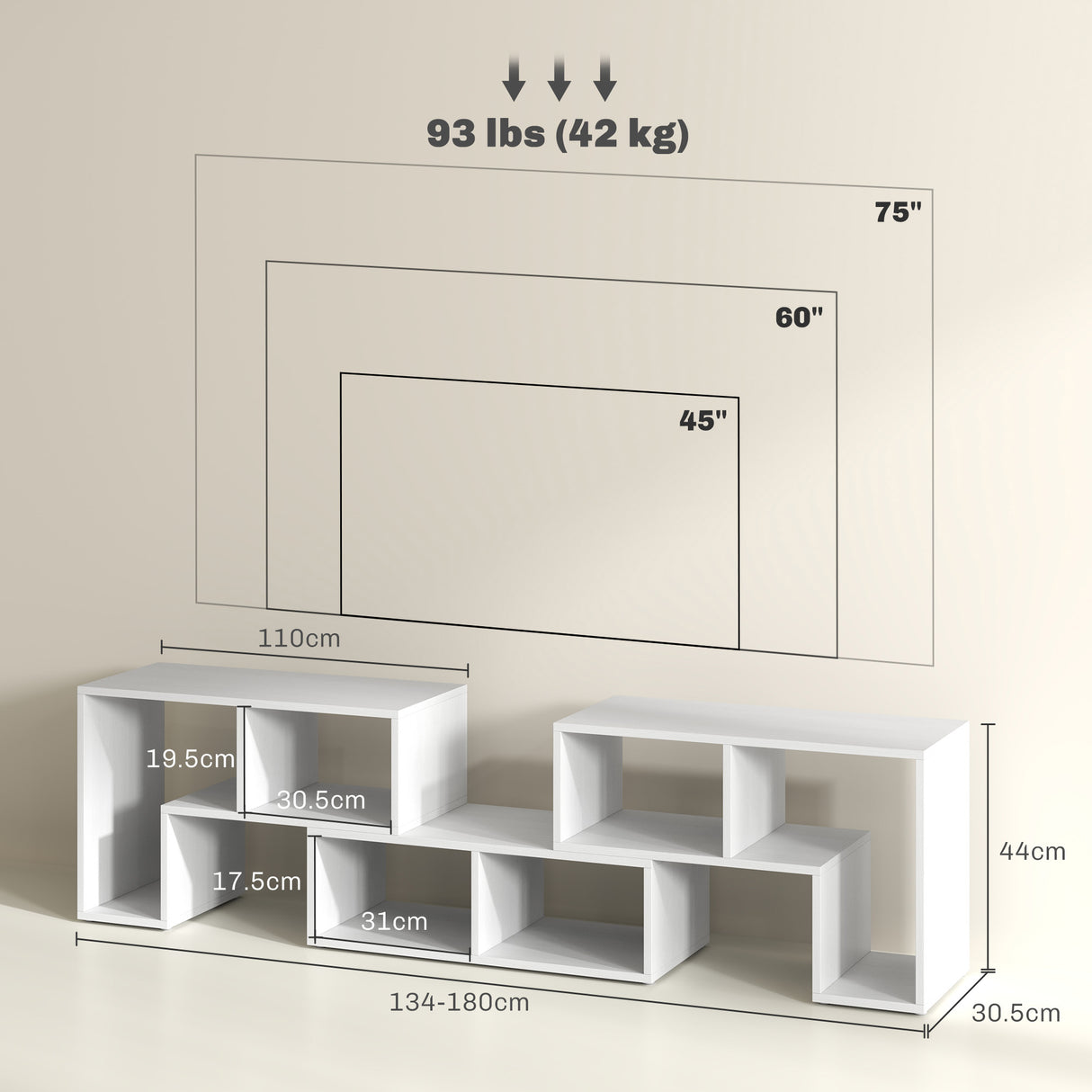 Particle Board Wall Mounted TV Stand 180cm Wide - Velmora