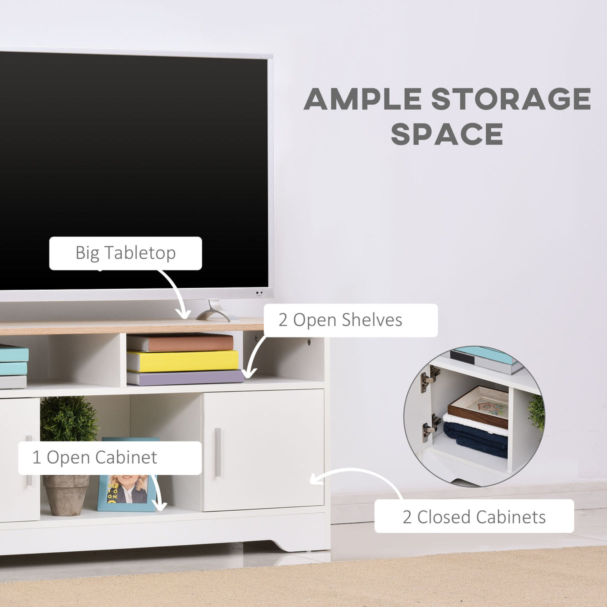 Particle Board TV Stand 105cm Wide With 2 Doors - Velmora