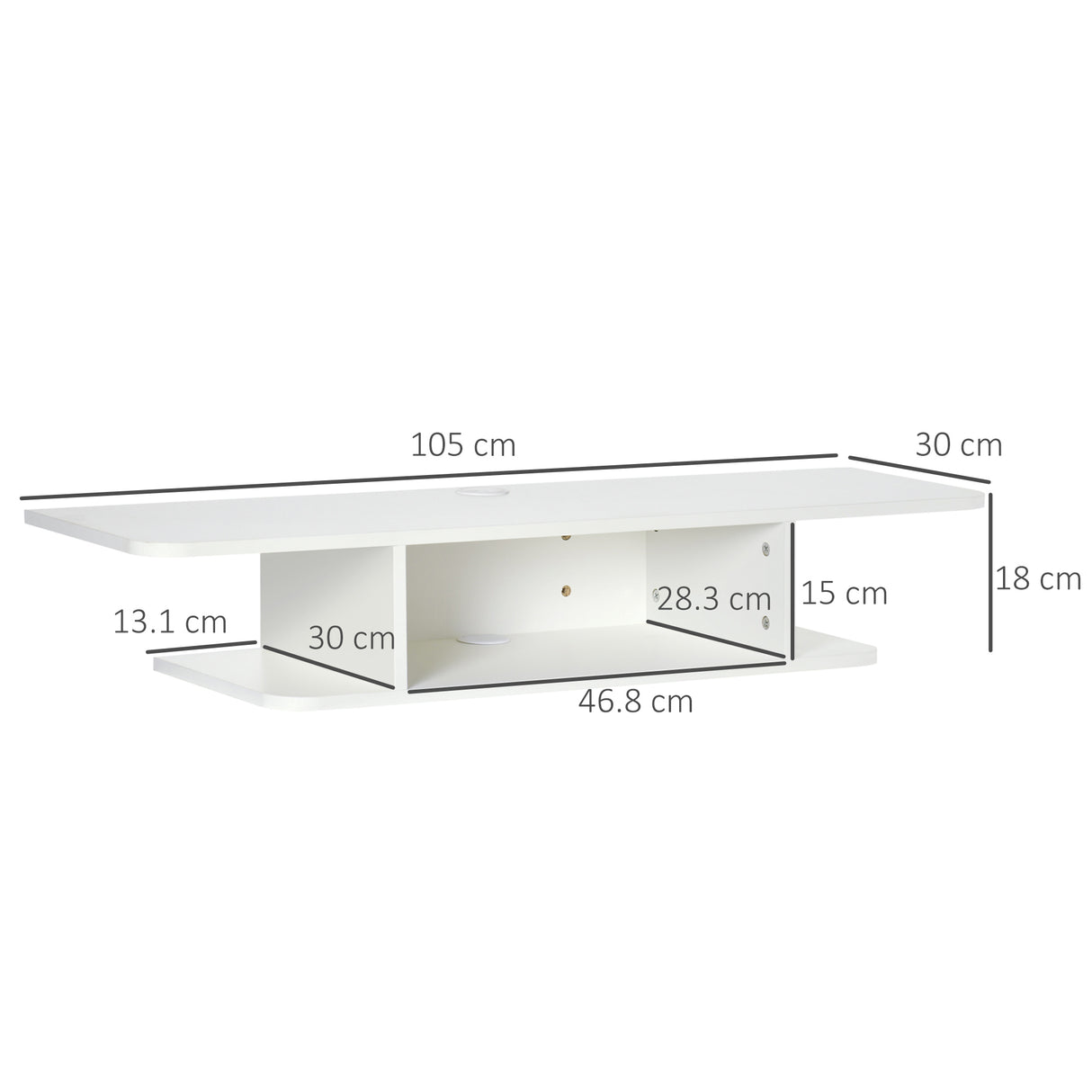Particleboard Wall Mounted Floating TV Stand 105cm Wide - Velmora