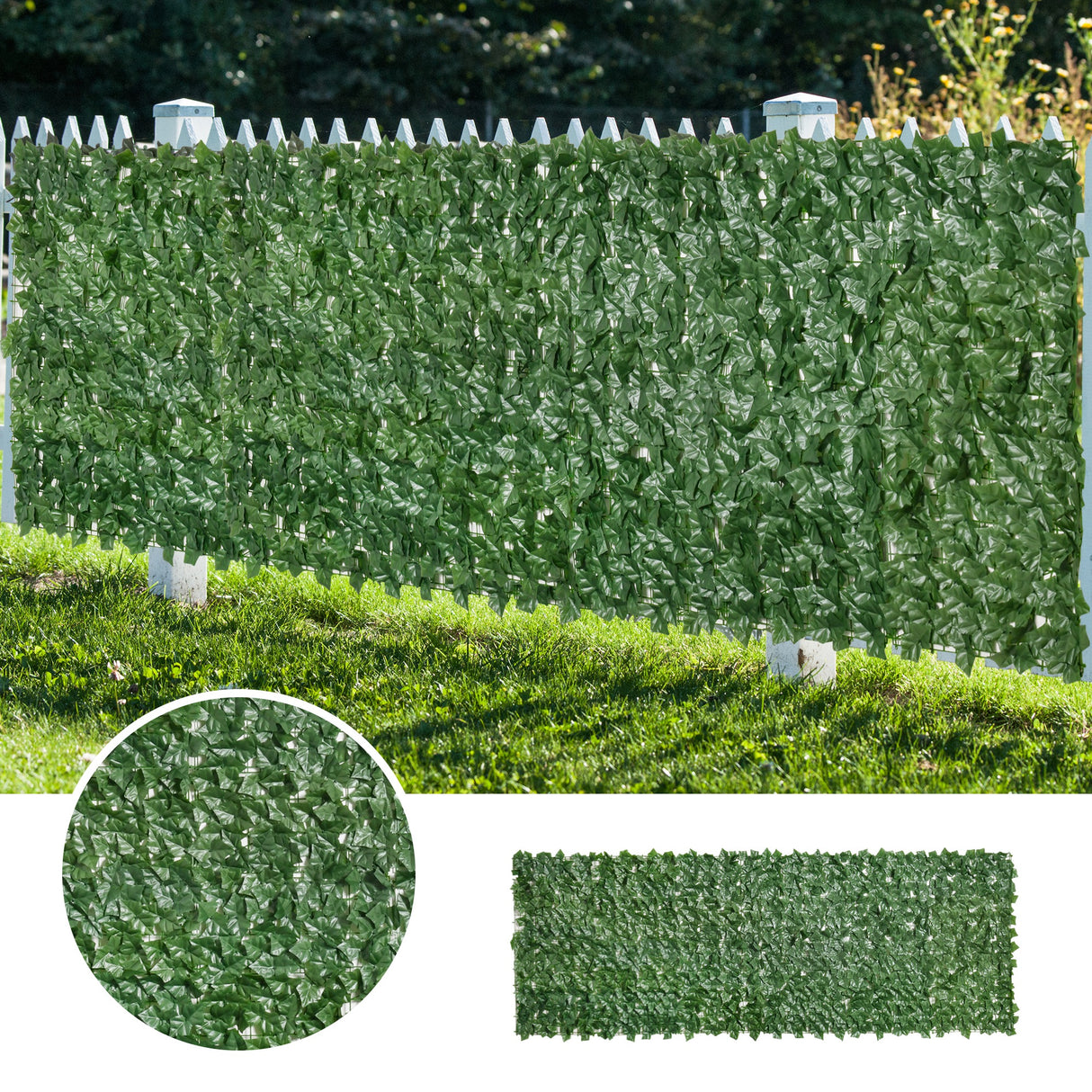 PE Artificial Leaf Hedge Screen Privacy Garden Fence Panel 300cm Wide x 100 High - Velmora