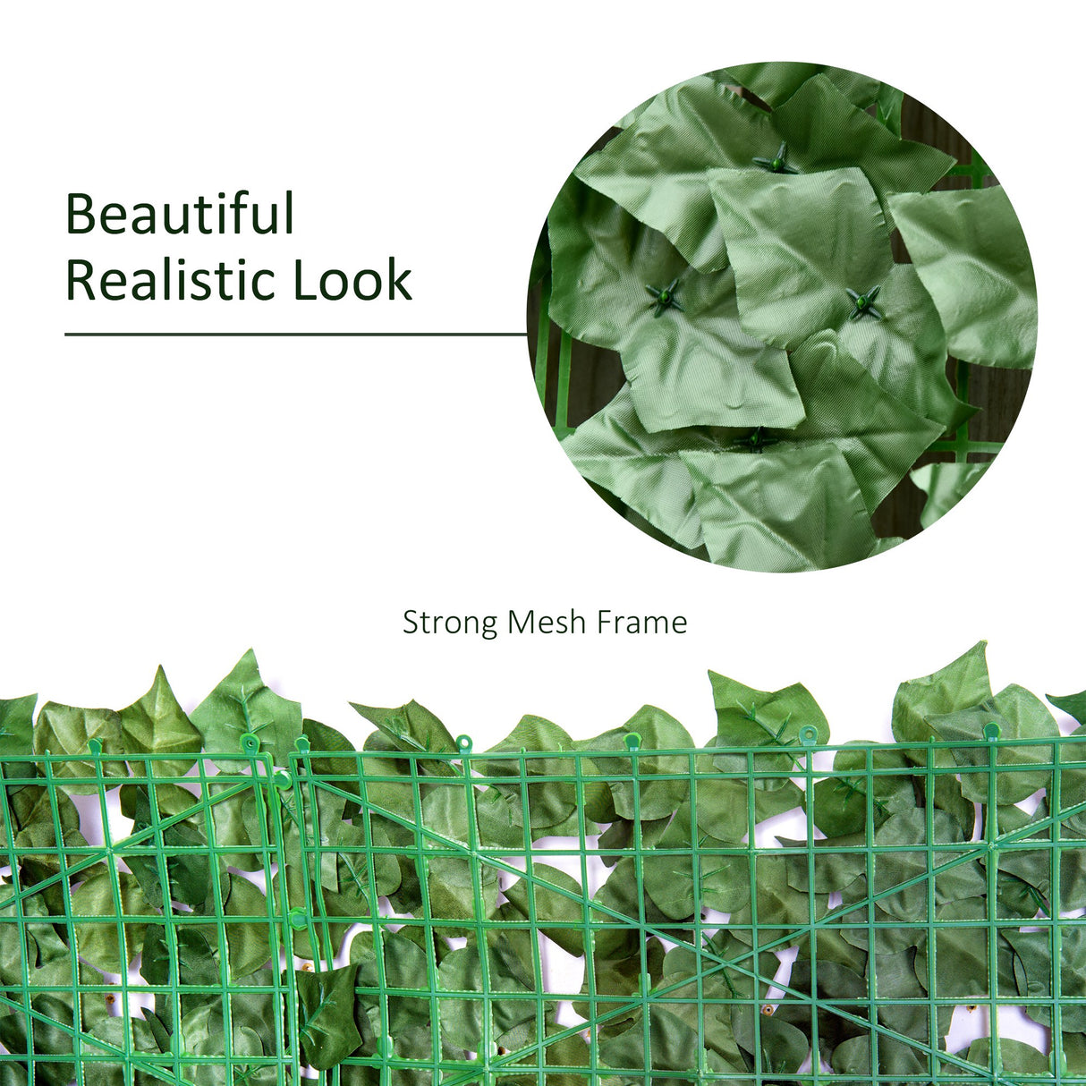 PE Artificial Leaf Hedge Screen Privacy Garden Fence Panel 300cm Wide x 100 High - Velmora