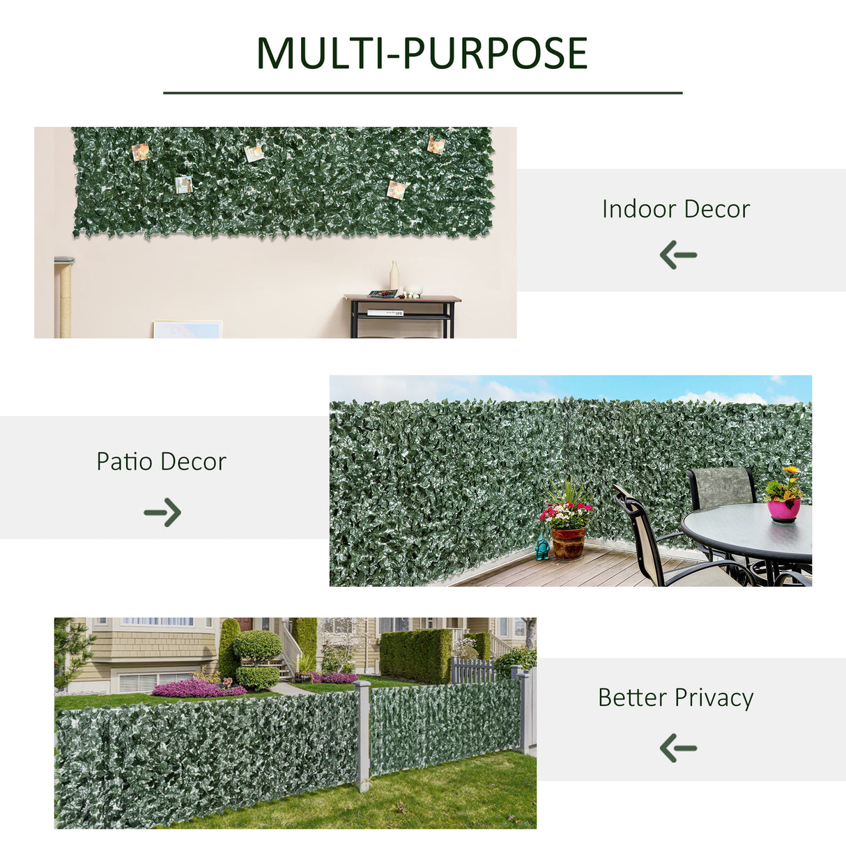 PE Artificial Leaf Hedge Screen Privacy Garden Fence Panel 300cm Wide x 150 High - Velmora
