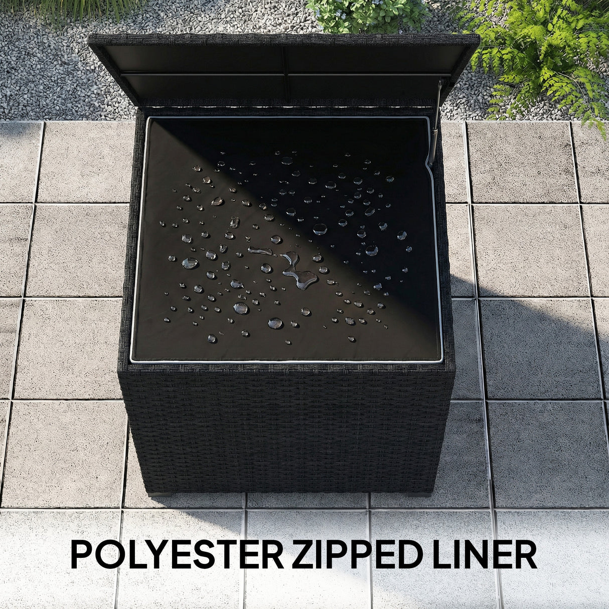 PE Rattan Outdoor Garden Storage Box 253Ltr - Velmora