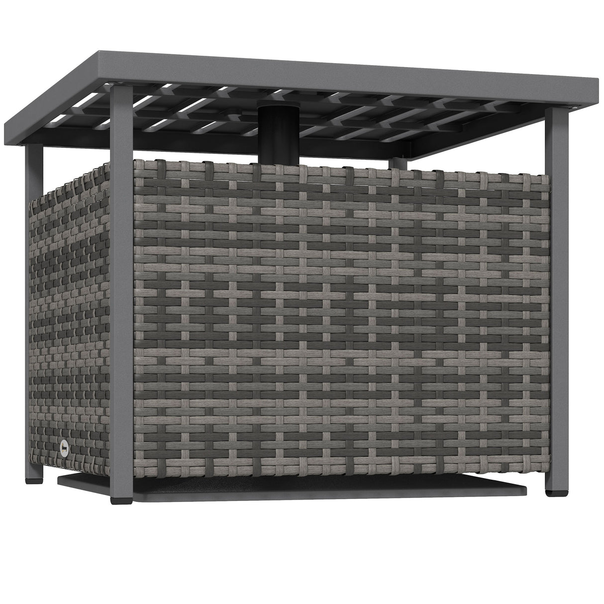 PE Rattan Slatted Top Outdoor Garden Coffee Table With Umbrella Hole - Velmora
