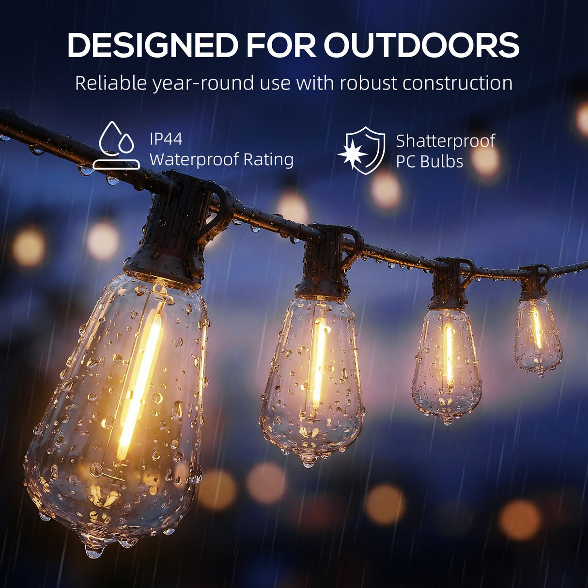 PET Garden Curtain Lights Connectable Fairy Curtain Lights Plug-in IP44 Waterproof - Velmora