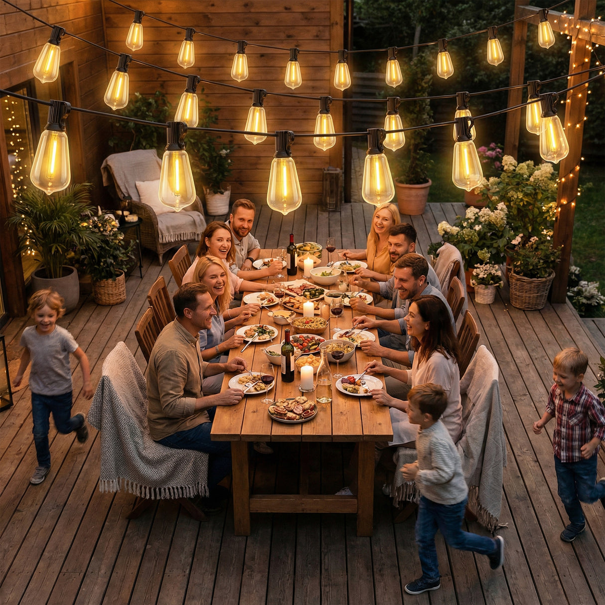 PET Garden Curtain Lights Connectable Fairy Curtain Lights Plug-in IP44 Waterproof - Velmora
