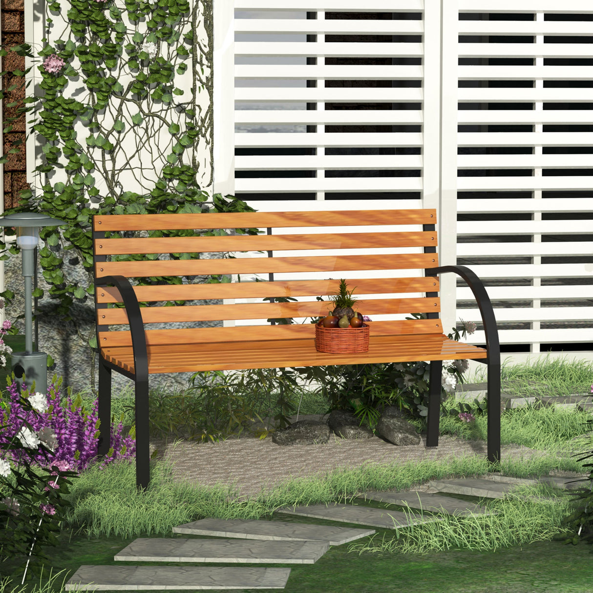 Pine Wood 2 Seater Garden Bench - Velmora