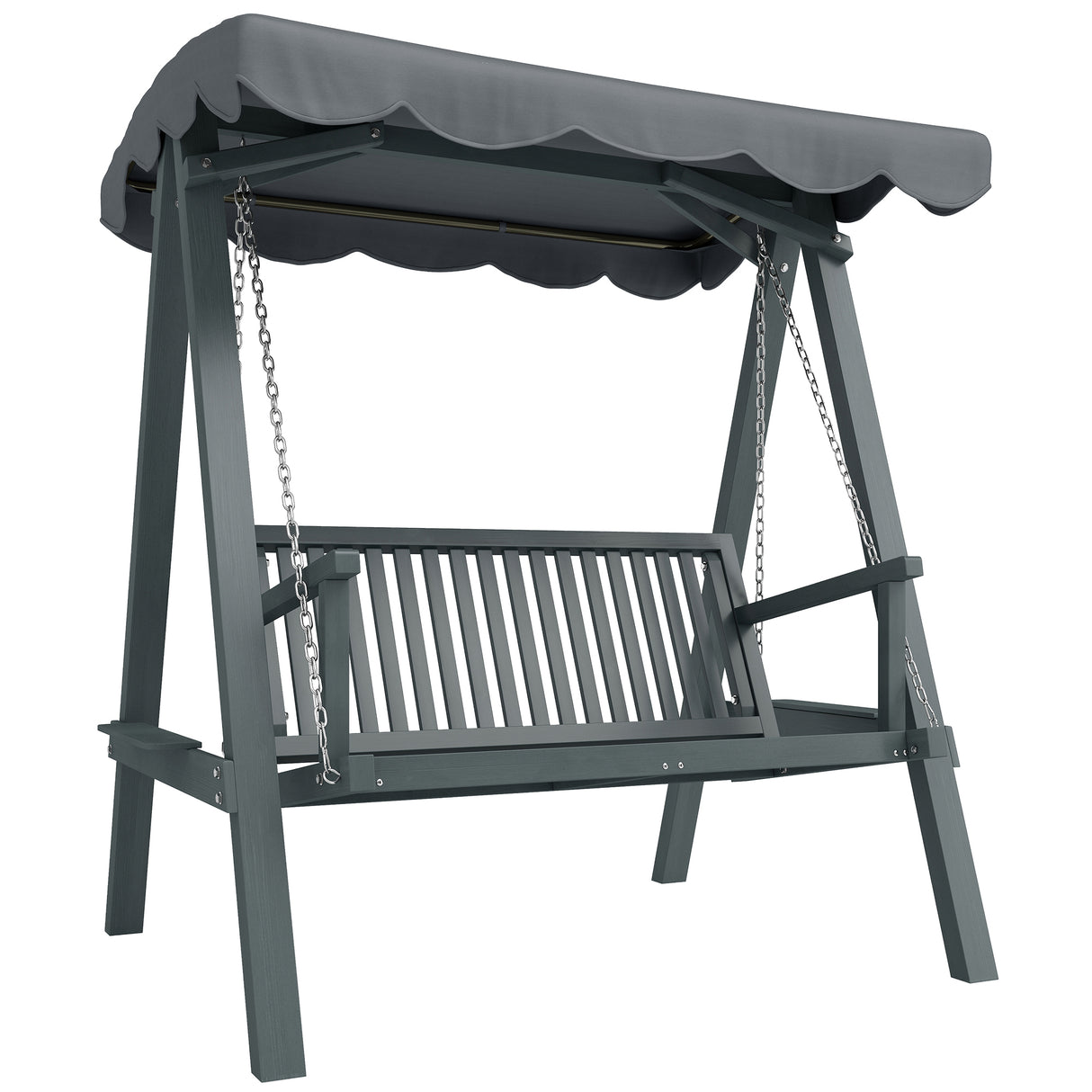 Pine Wood 2 Seater Garden Swing Hammock Bench - Velmora