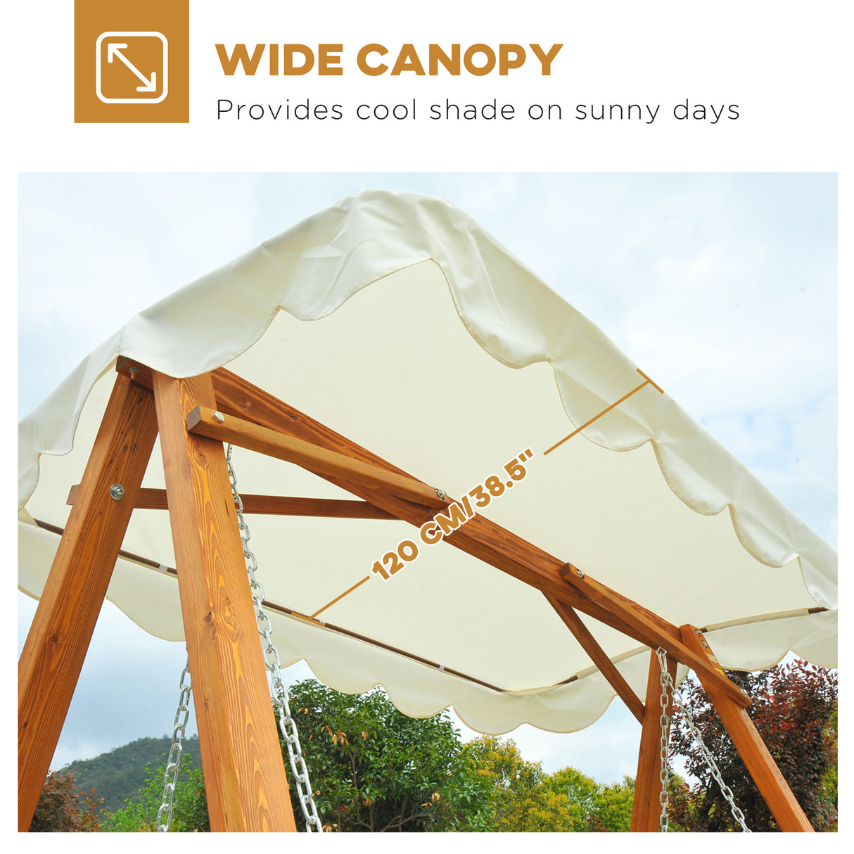 Pine Wood 3 Seater Garden Swing Hammock Bench - Velmora