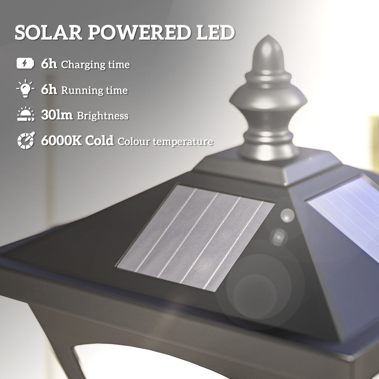 Plastic 1.2m Solar Powered Garden Lamp Post - Velmora