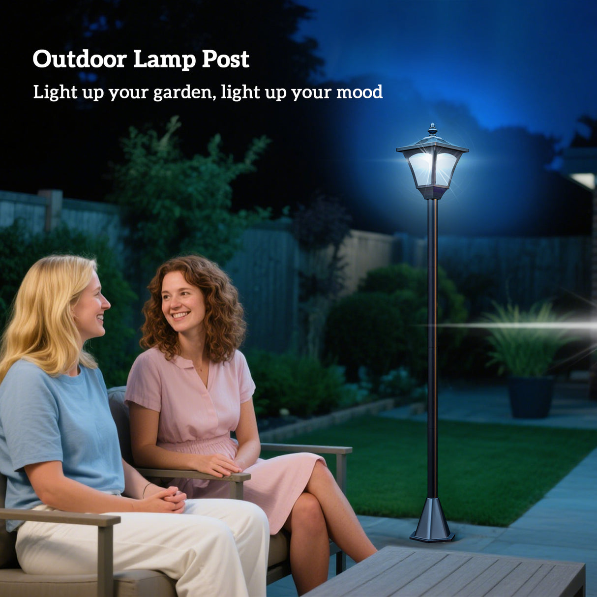 Plastic 1.2m Solar Powered Garden Lamp Post - Velmora