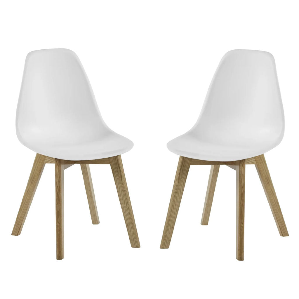Plastic Dining Chairs in Set Of 2 With Wooden Legs - Agatha