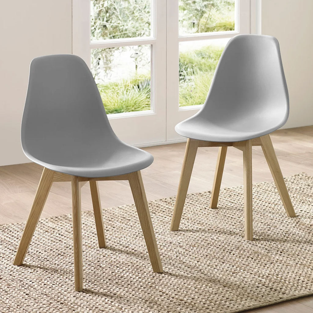 Plastic Dining Chairs in Set Of 2 With Wooden Legs - Agatha
