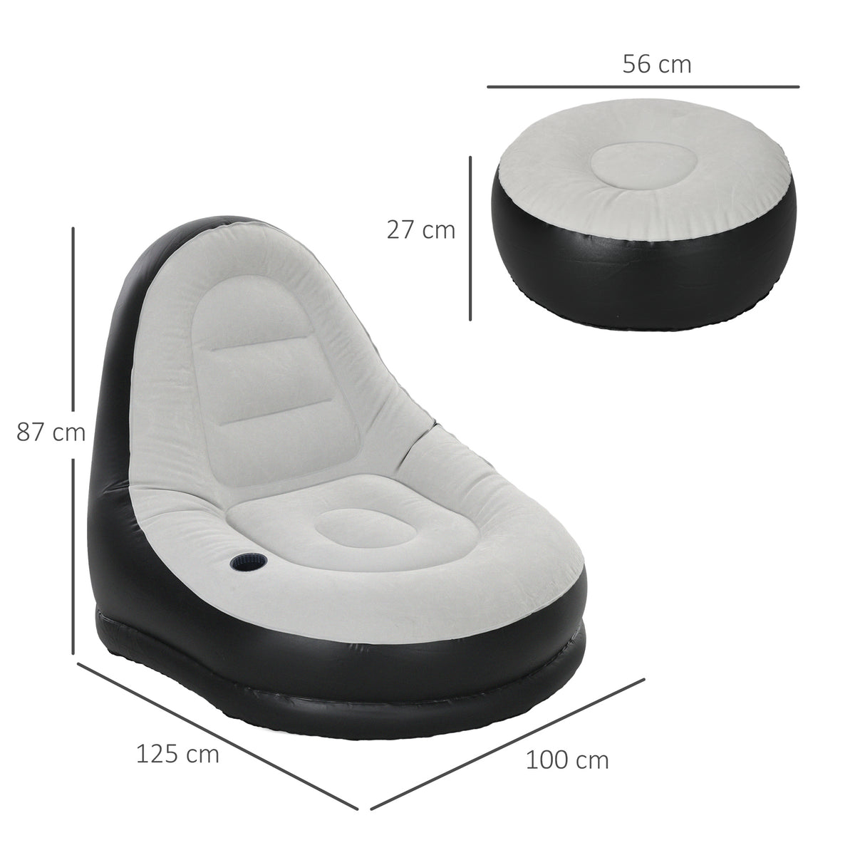 Plastic Outdoor Inflatable Tub Chair and Footstool - Velmora
