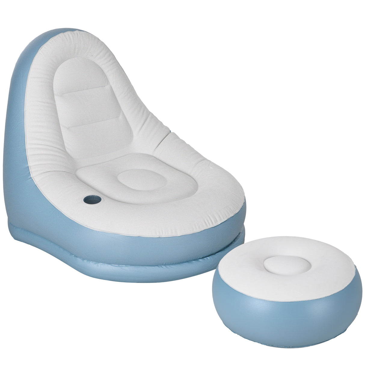 Plastic Outdoor Inflatable Tub Chair and Footstool - Velmora