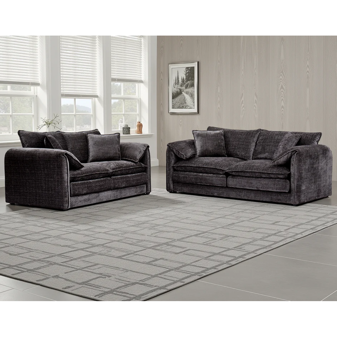Plush Chenille Fabric 3 + 2 Sofa Set - Solaya