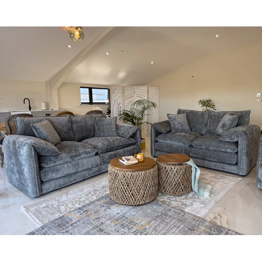 Plush Chenille Fabric 3 + 2 Sofa Set - Solaya