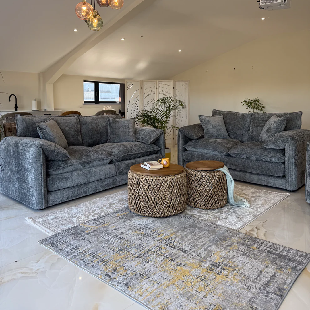 Plush Chenille Fabric 3 + 2 Sofa Set - Solaya