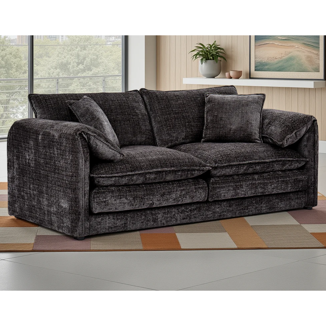 Plush Chenille Fabric 3 Seater Sofa - Solaya