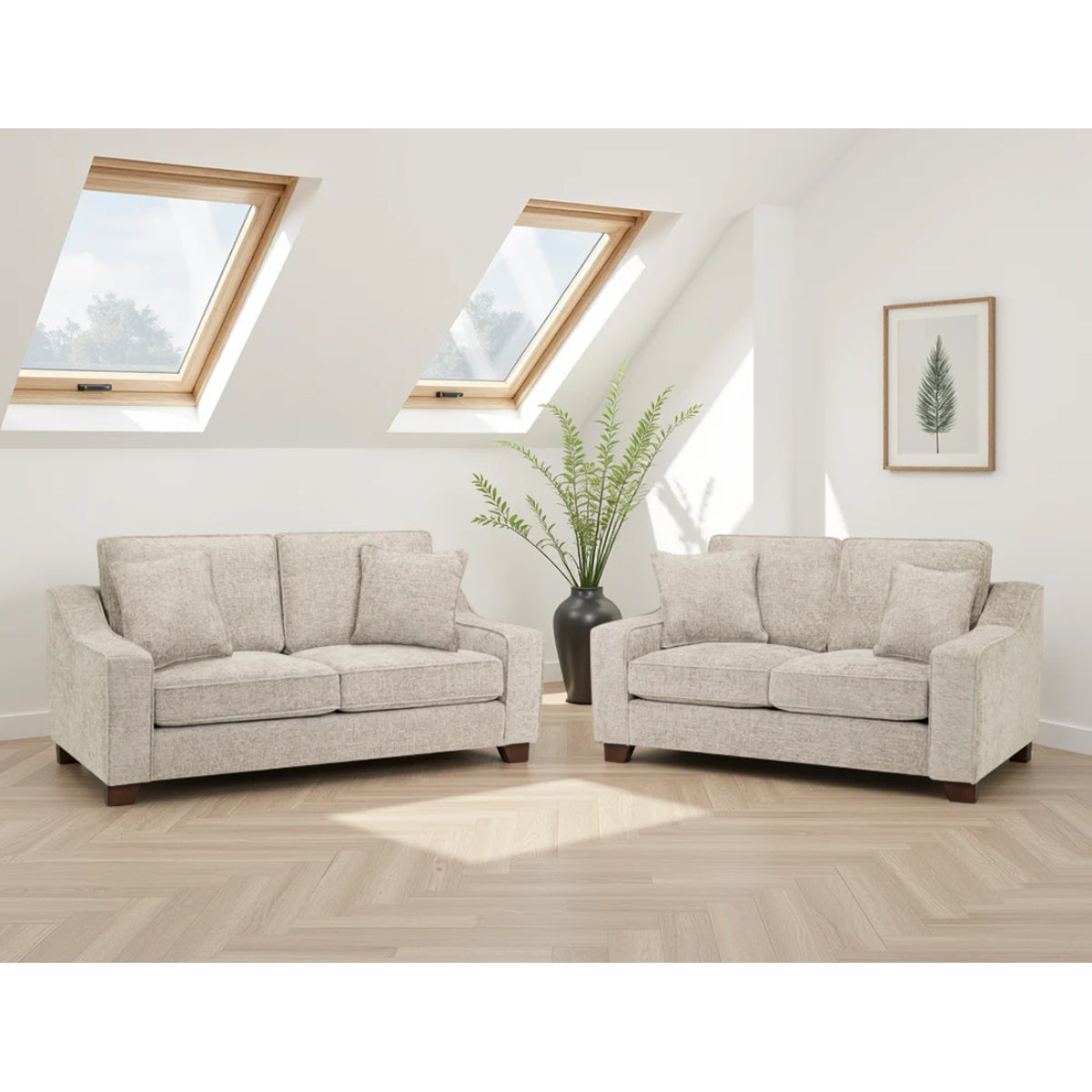 Plush Fabric 3 + 2 Seater Sofa Set - Nebraska