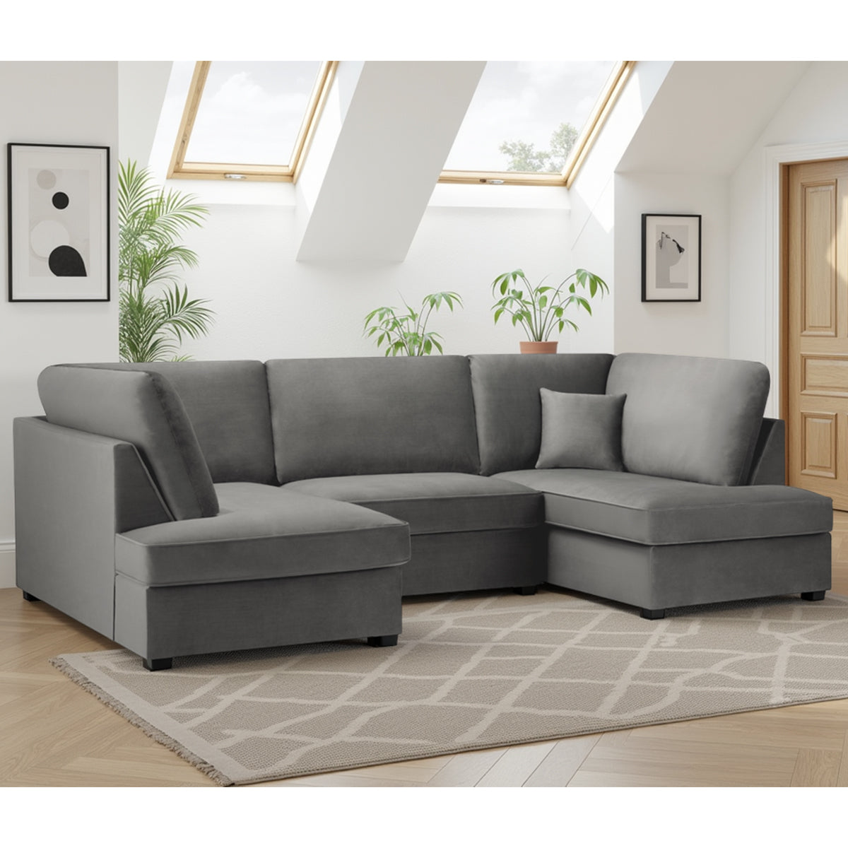 Plush Fabric Corner Sofa in U Shape - Carnaby