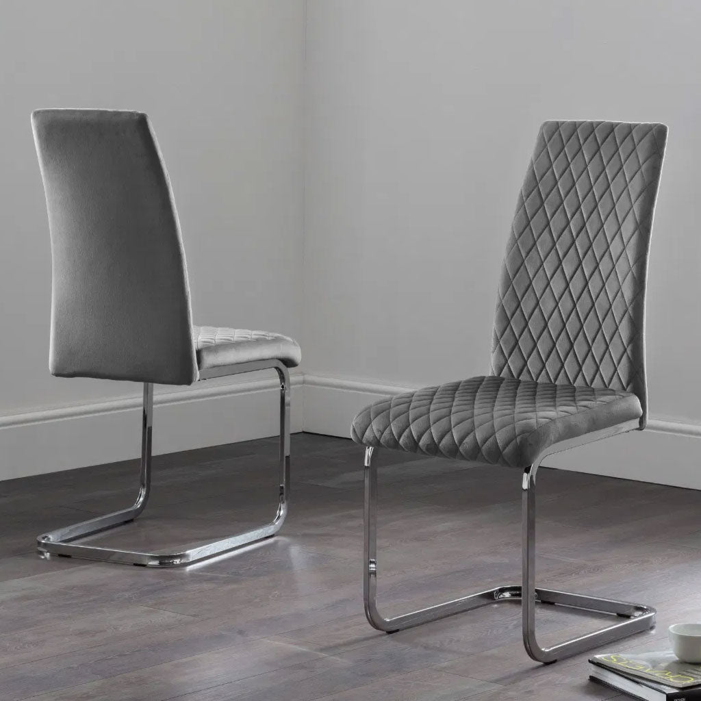 Plush Velvet Cantilever Dining Chairs in Set Of 4 - Calabria