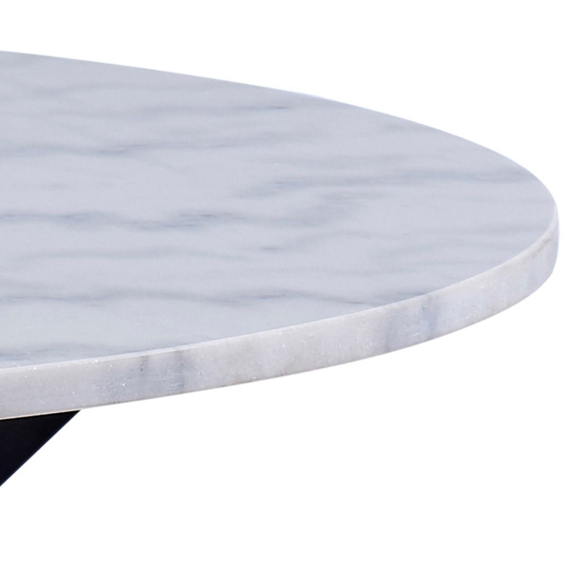 Polished Marble Dining Table for 4 People 110cm Wide Round - Heaven