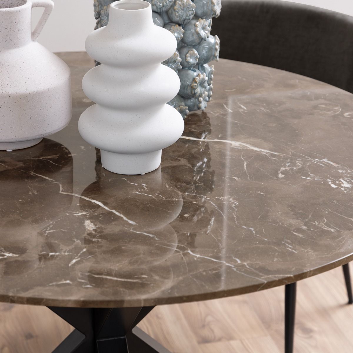 Polished Marble Dining Table for 4 People 120cm Wide Round - Heaven