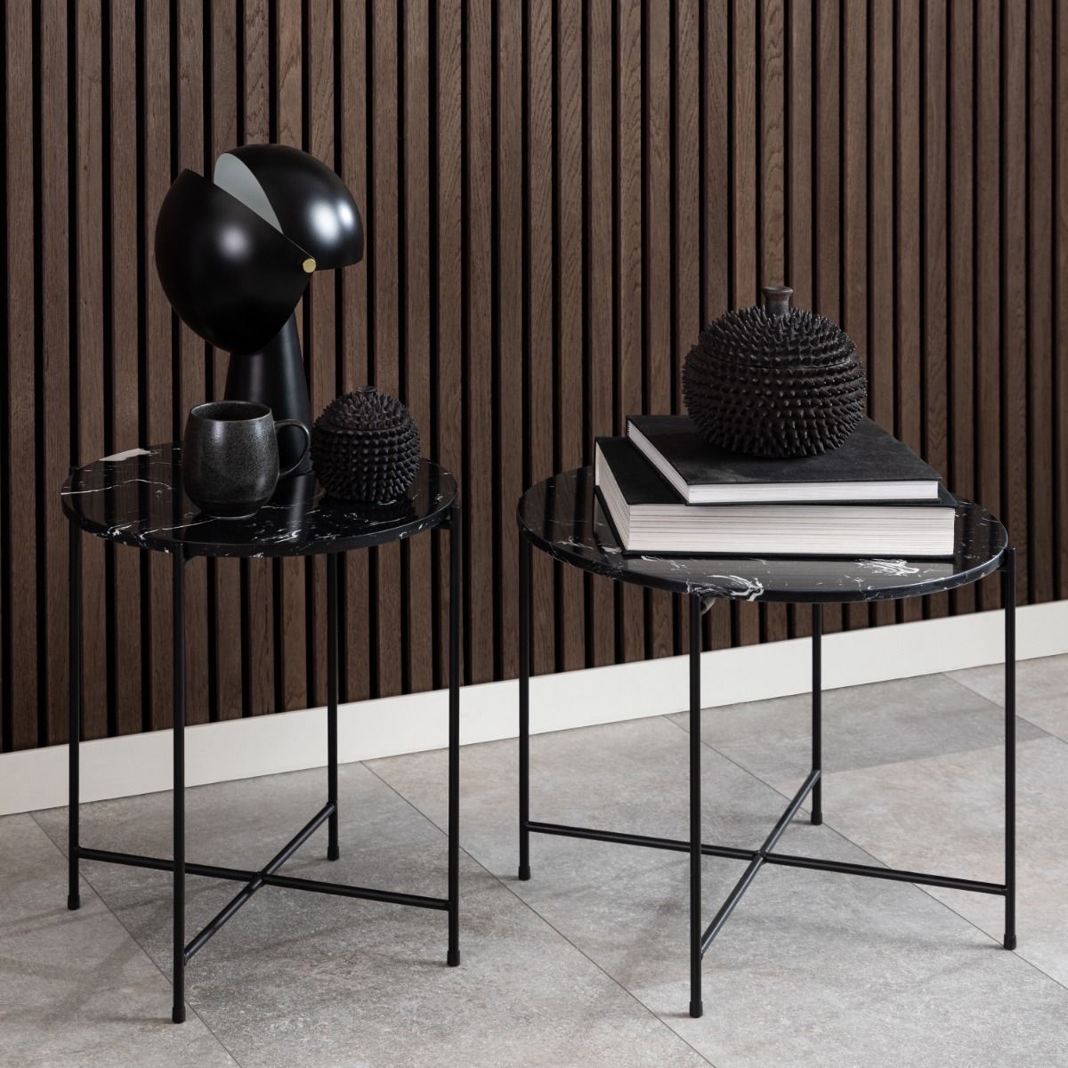 Polished Marble Stone Side Table Round Large - Avila