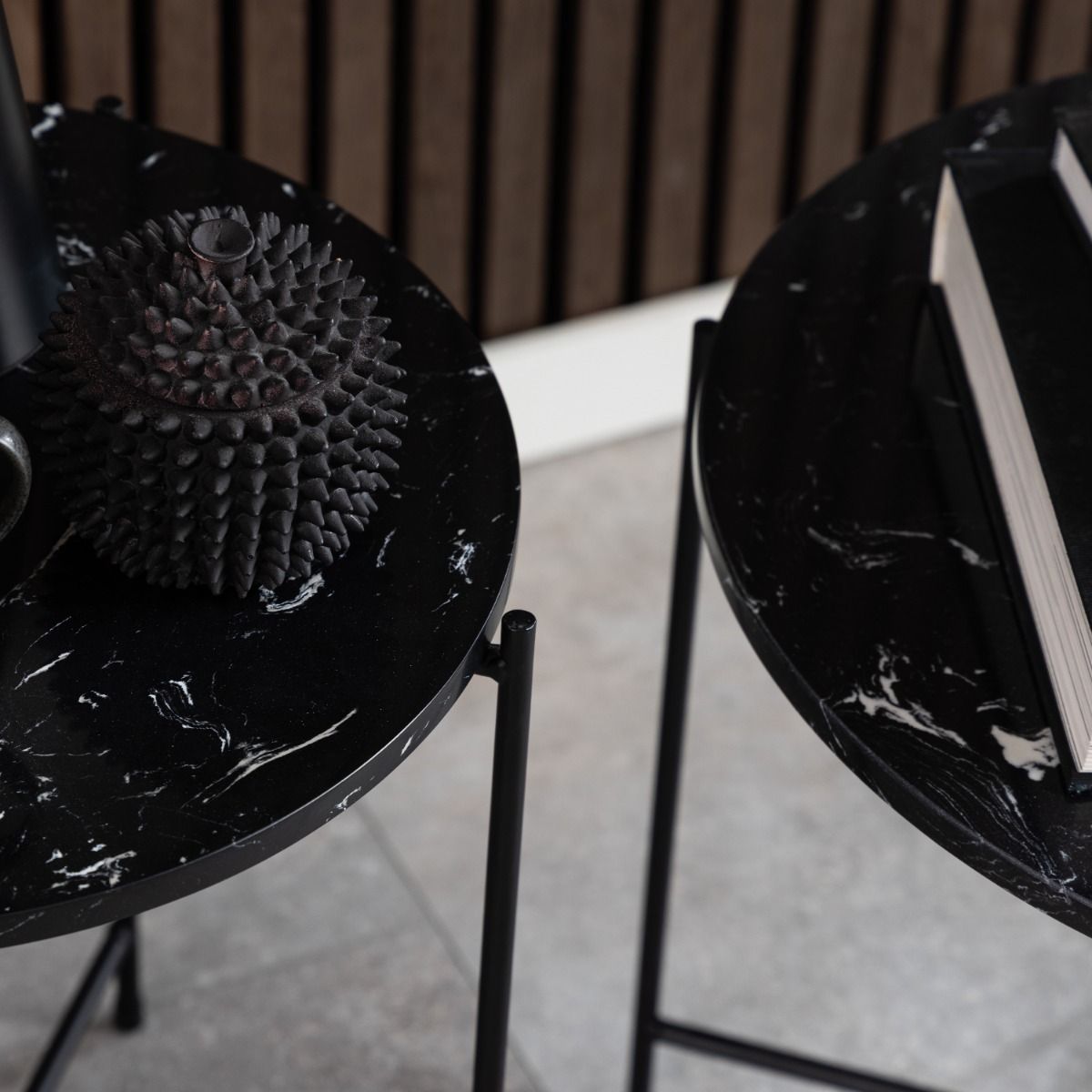 Polished Marble Stone Side Table Round Large - Avila