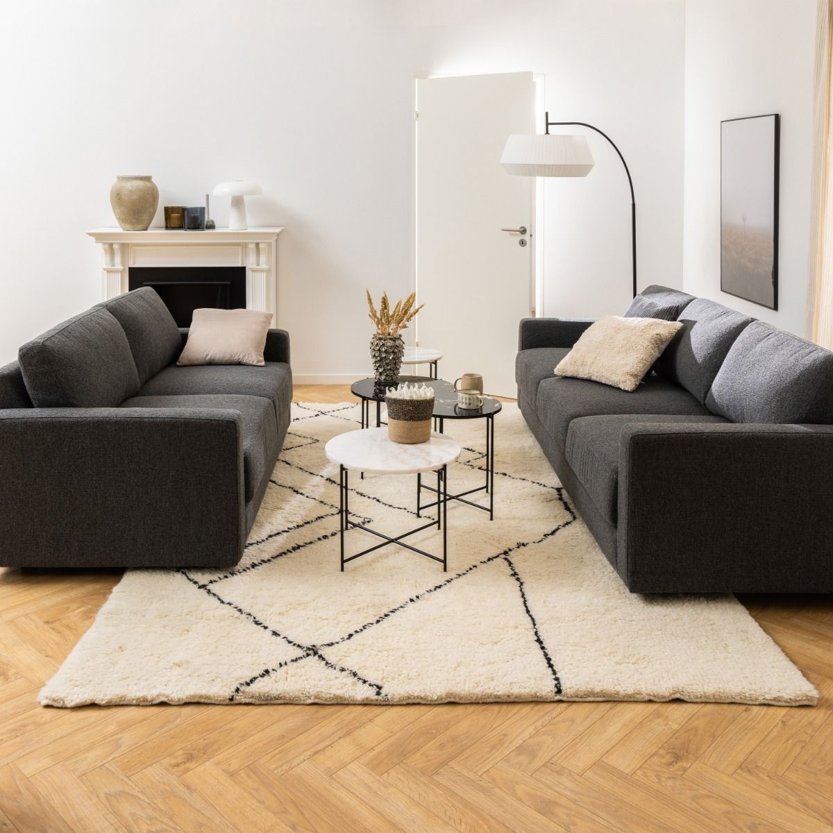 Polished Marble Stone Side Table Round Large - Avila