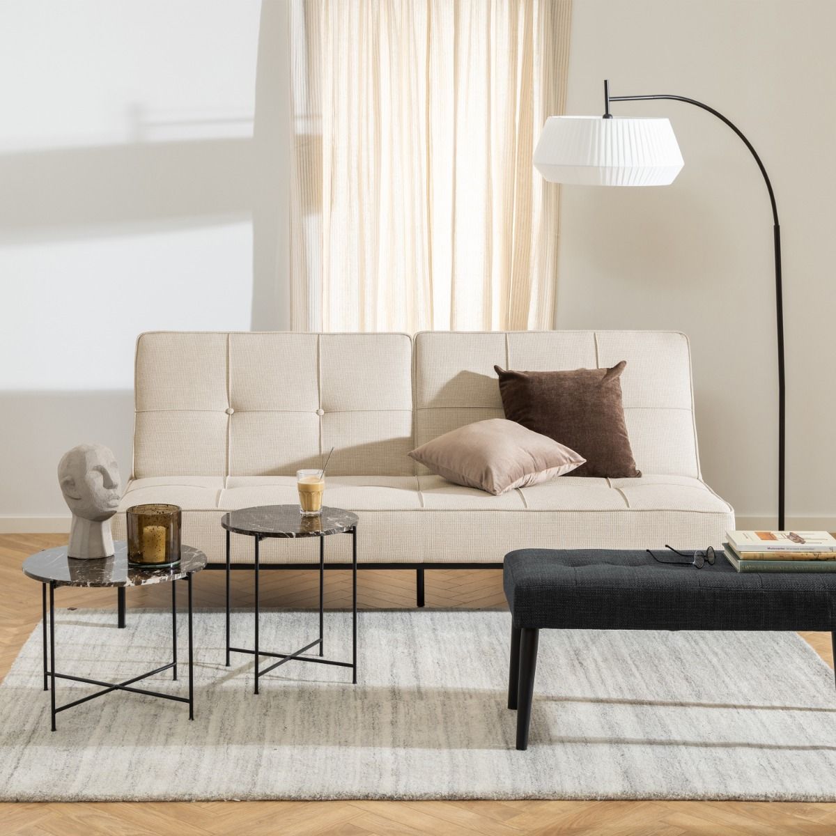 Polished Marble Stone Side Table Round Large - Avila