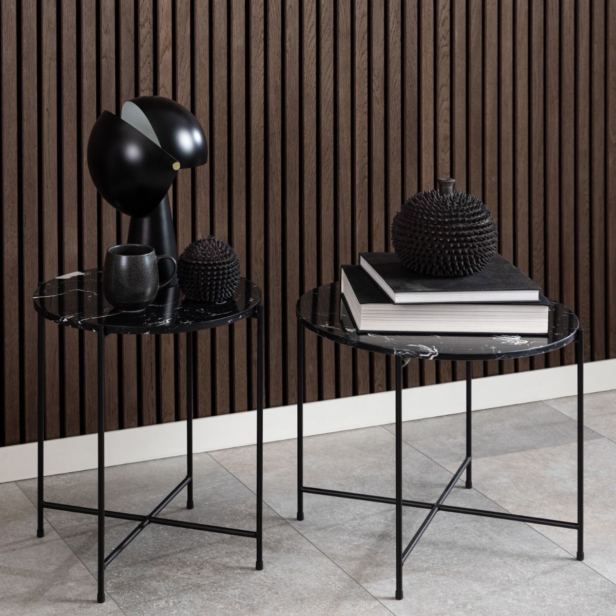 Polished Marble Stone Side Table Round Small - Avila