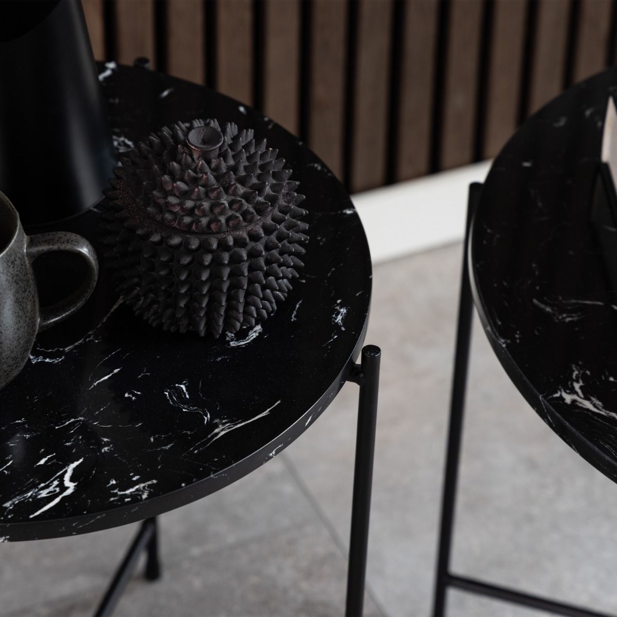 Polished Marble Stone Side Table Round Small - Avila