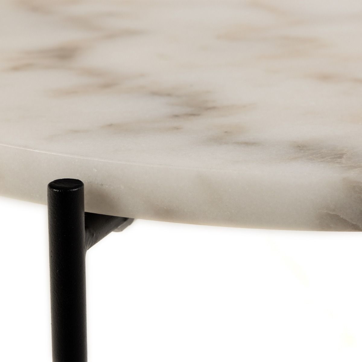 Polished Marble Stone Side Table Round Small - Avila