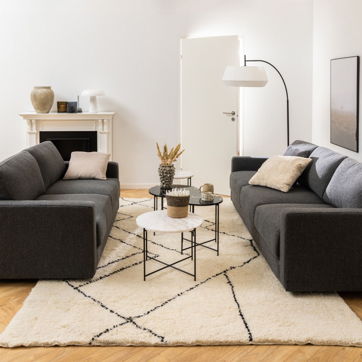 Polished Marble Stone Side Table Round Small - Avila