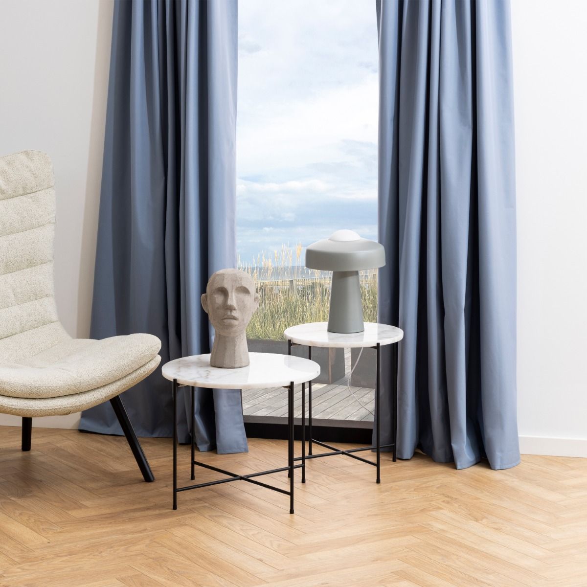 Polished Marble Stone Side Table Round Small - Avila