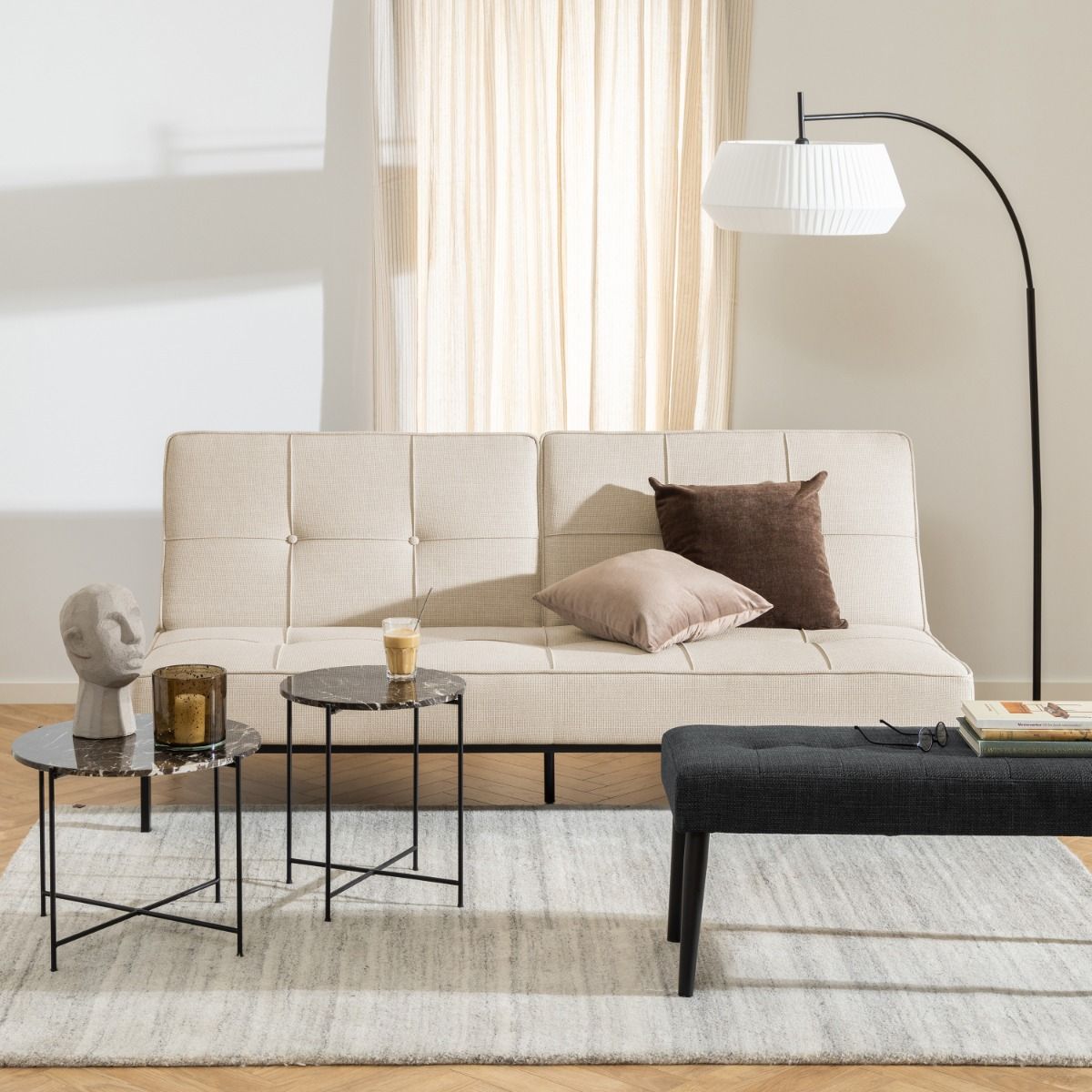 Polished Marble Stone Side Table Round Small - Avila