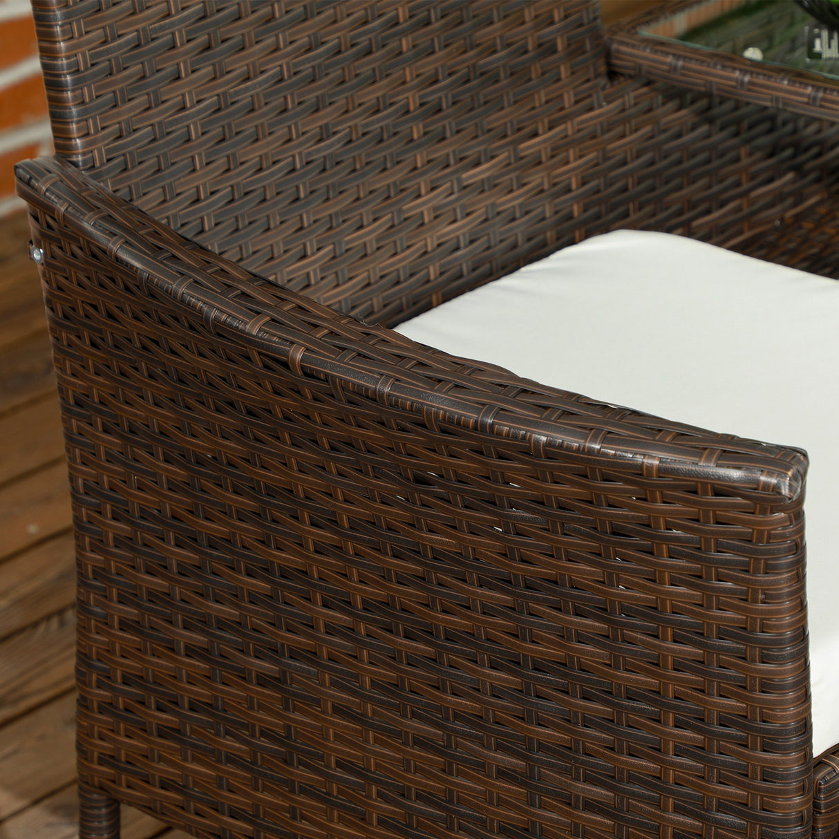 Poly Rattan 2 Seater Garden Chair With Middle Table - Velmora