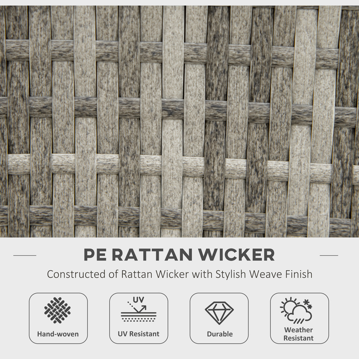 Poly Rattan 14.5 KW Gas Fire Pit Table With Rain Cover - Velmora
