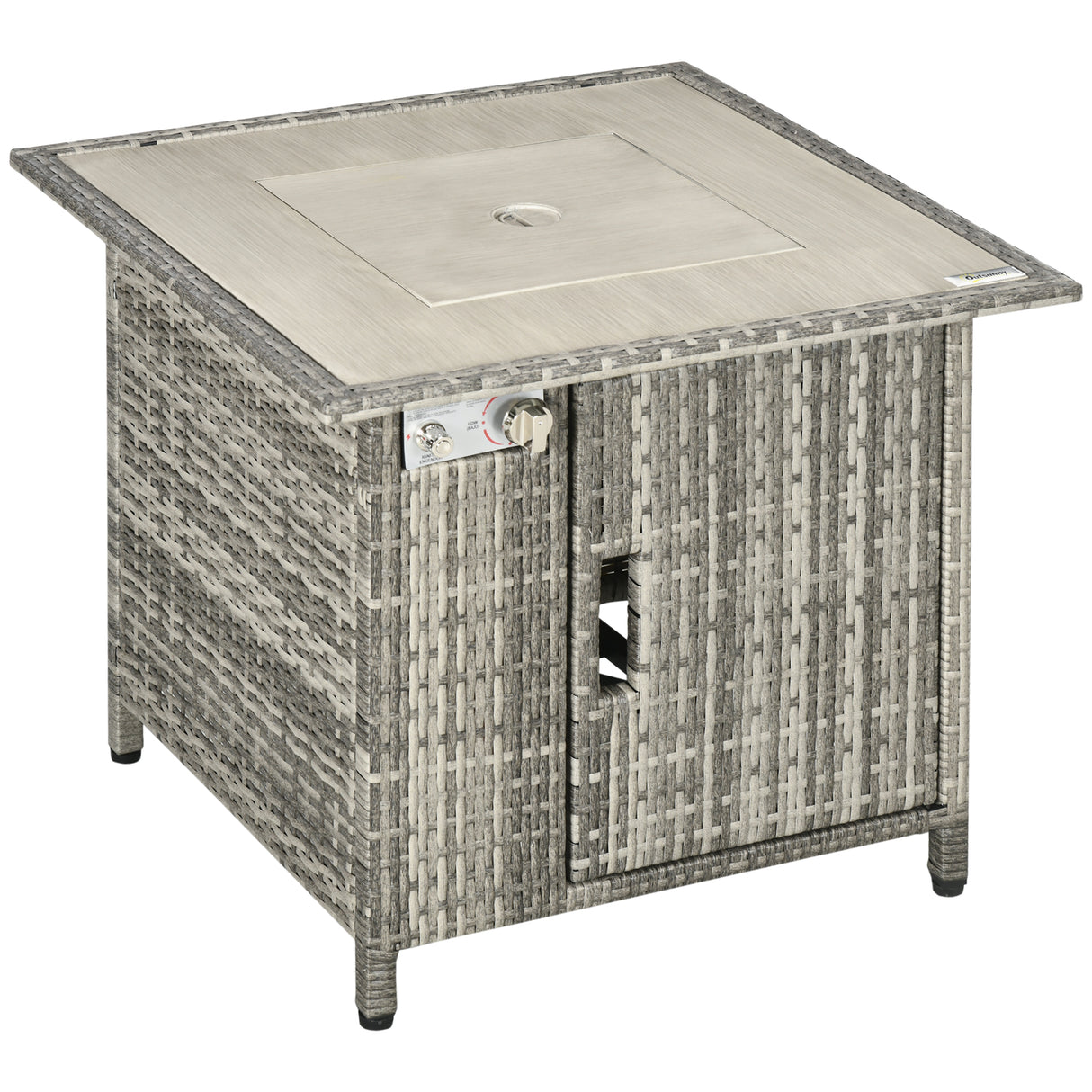 Poly Rattan 14.5 KW Gas Fire Pit Table With Rain Cover - Velmora