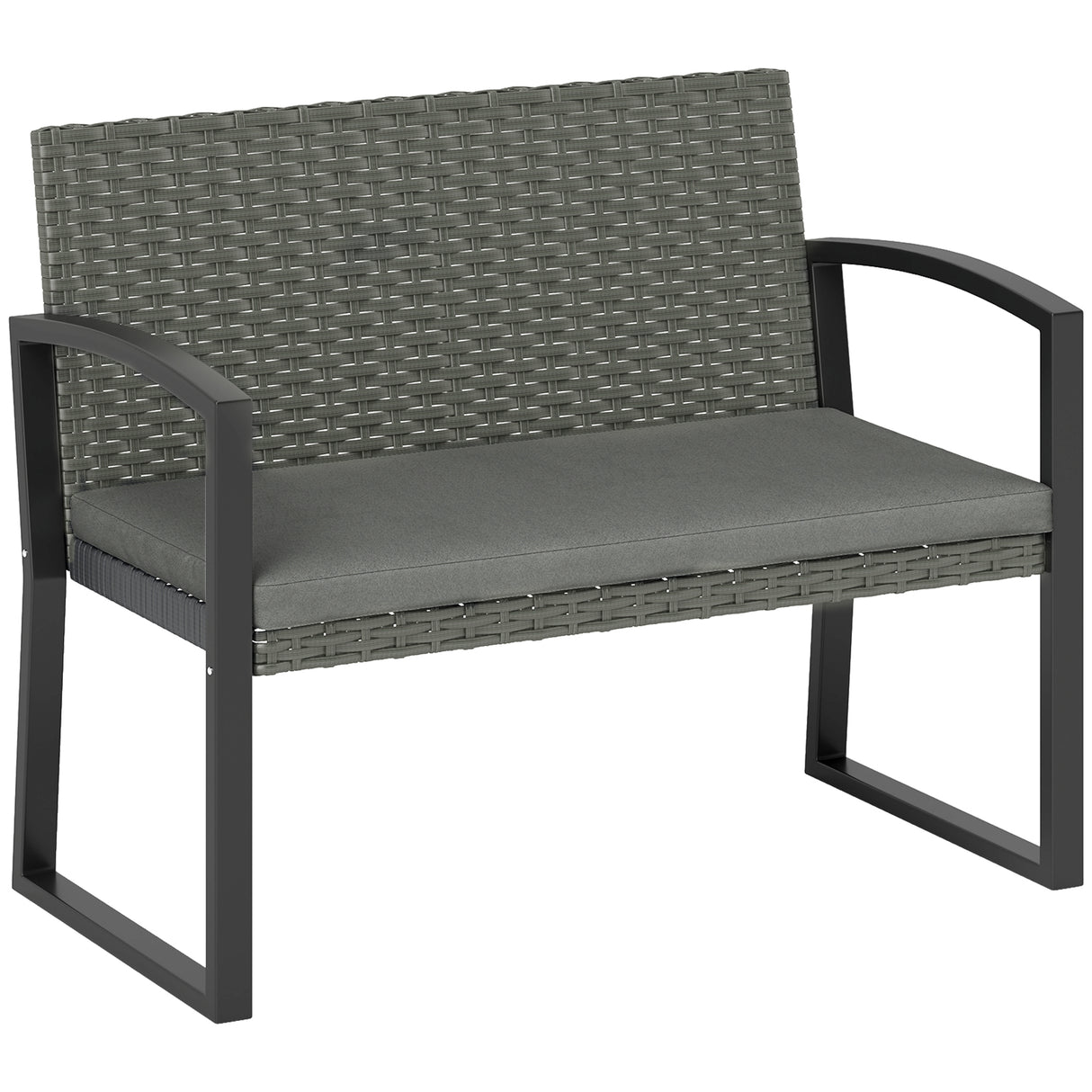 Poly Rattan 2 Seater Garden Bench - Velmora