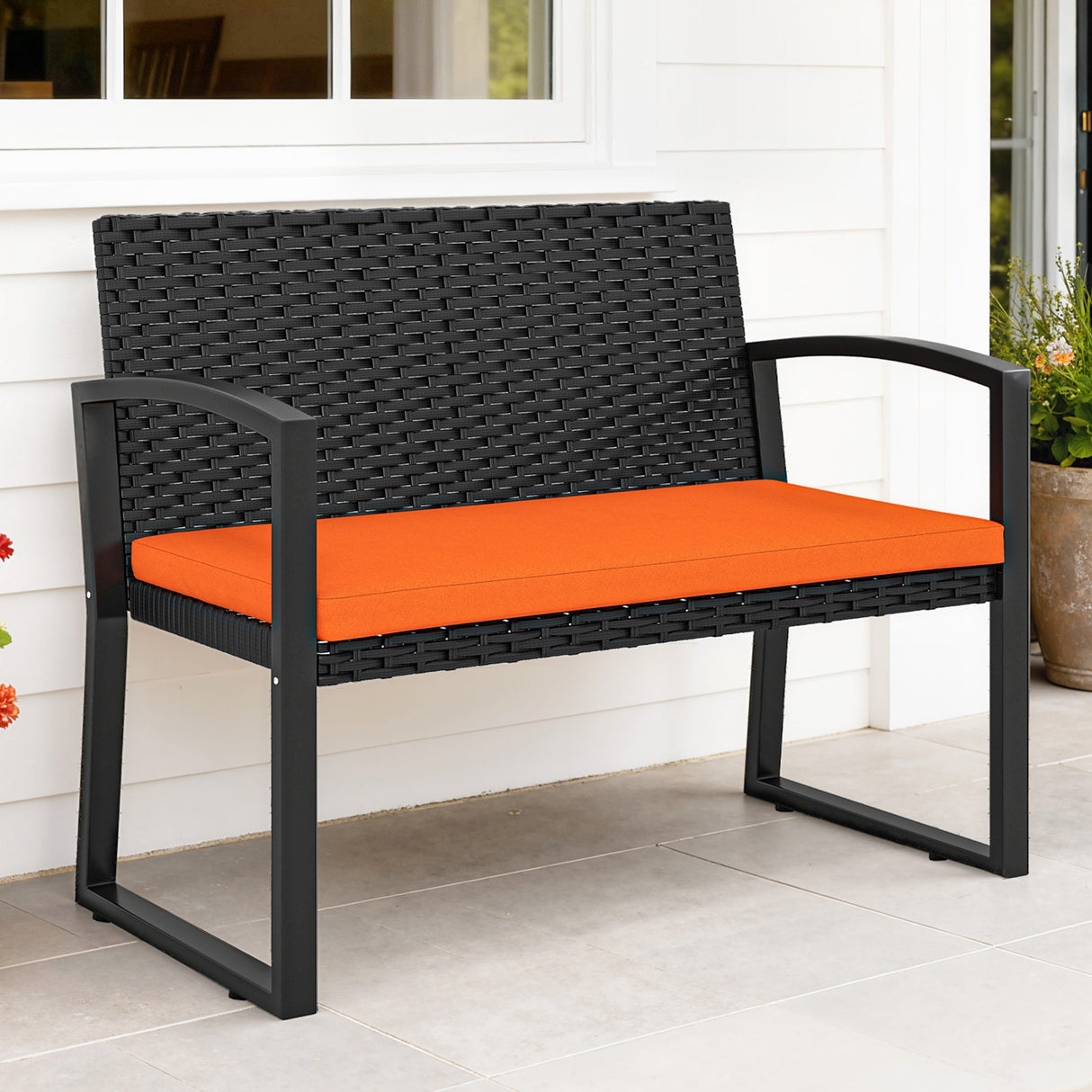 Poly Rattan 2 Seater Garden Bench - Velmora