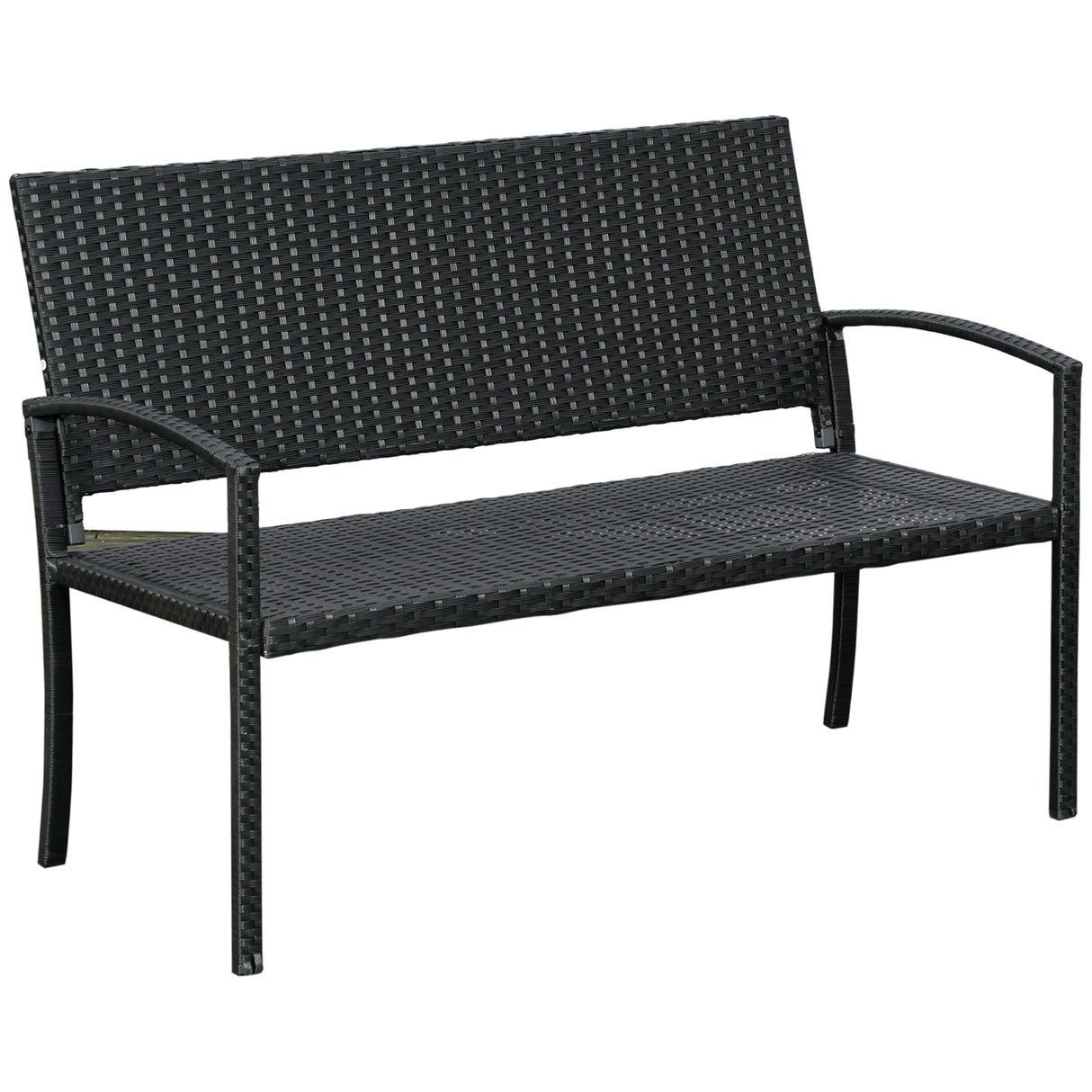 Poly Rattan 2 Seater Garden Bench With Backrest and Armrests for Patio - Velmora